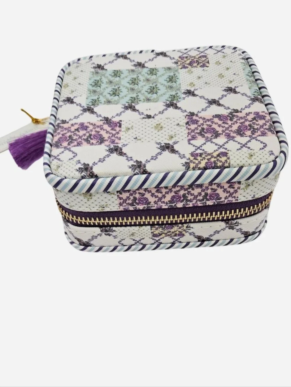 Simply Southern Quilted Pattern Jewelry Box purple & multicolor NEW